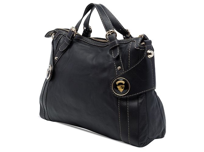 Sac à main Gucci Boule avec poignée supérieure en cuir de veau noir et blason - vue 2