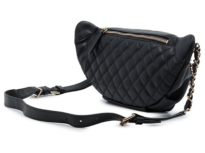 Sac Chanel Classic Bi Waist Bag en agneau matelassé noir - vue 2