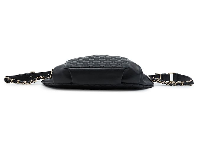 Sac Chanel Classic Bi Waist Bag en agneau matelassé noir - vue 3