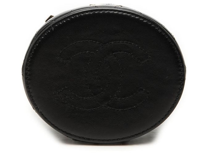 Mini Vanity Case Chanel in Lambskin Matelassé Nero con Manico Arricciato - vista 3
