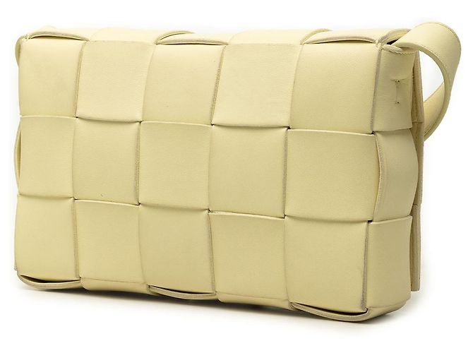 Bottega Veneta Borsa a tracolla Cassette in Nappa Intrecciato gialla - vista 2