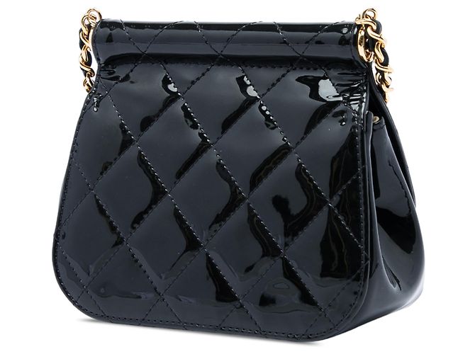 Clutch Chanel Black CC Quilted Patent Frame con catena Nero - vista 2