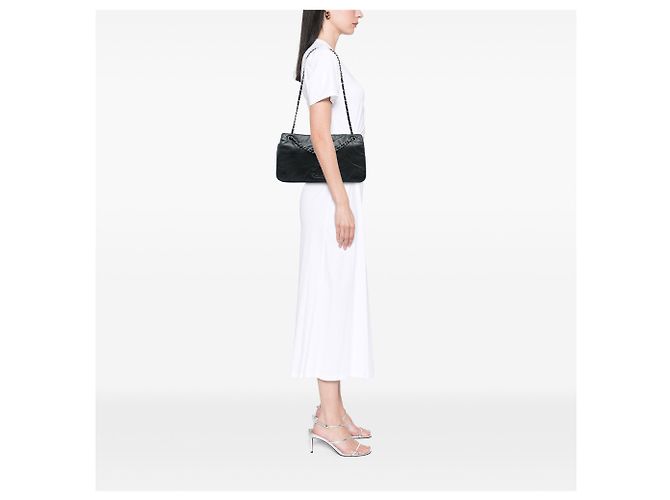 Chanel Black Iridescent Calfskin East West Glint Flap Nero - vista 5
