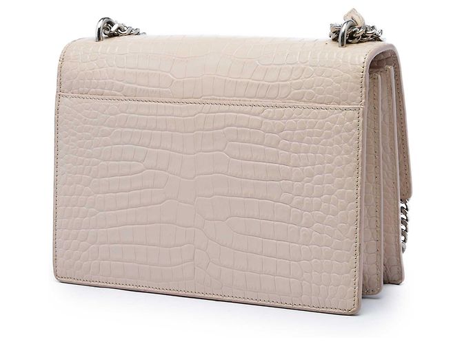 Autre Marque Saint Laurent Sac Crossbody Sunset Monogram en Cuir Embossé Croco Marron Medium Beige - vue 2