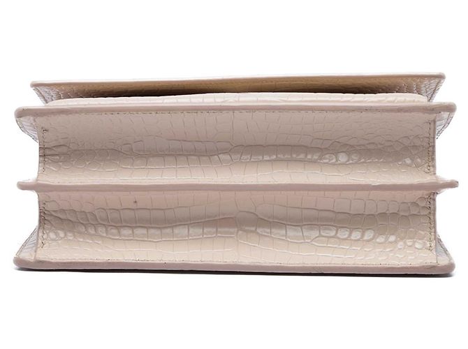 Autre Marque Saint Laurent Sac Crossbody Sunset Monogram en Cuir Embossé Croco Marron Medium Beige - vue 3