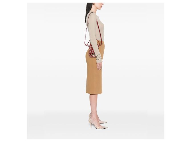 Mini borsa secchiello Valentino VLogo Iconographe in tela beige - vista 7