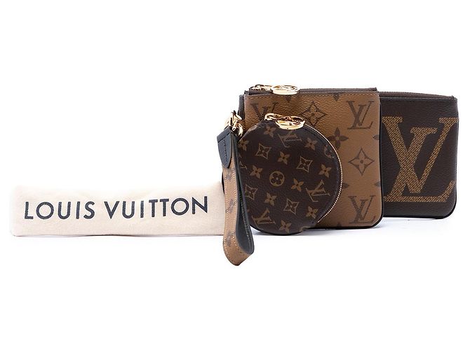 Louis Vuitton Brown Monogram Reverse Giant Trio Set Pouch Castaño - vista 7