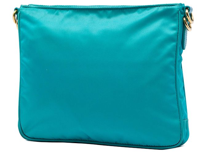 Borsa a tracolla Prada in Tessuto con rifiniture in Saffiano blu e chiusura a zip Turchese - vista 2