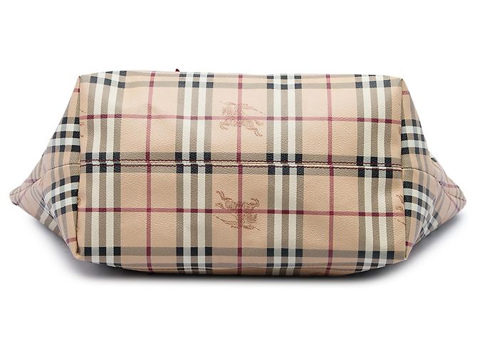 Borsa Burberry Beige Small Haymarket Check Coated Canvas Salisbury - vista 3
