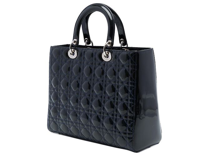 Dior Blue Large Patent Cannage Lady Dior Bleu Bleu Marine - vue 2