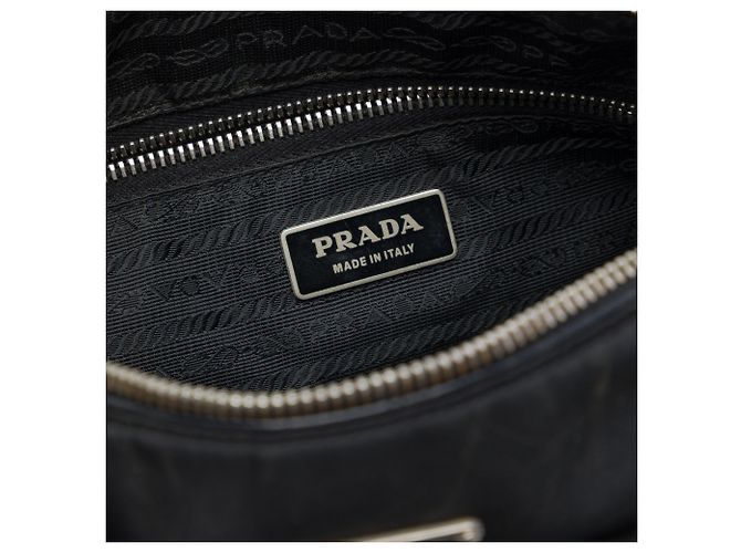 Borsa a tracolla Prada in Tessuto con rifiniture in pelle nera e chiusura a zip Nero - vista 5