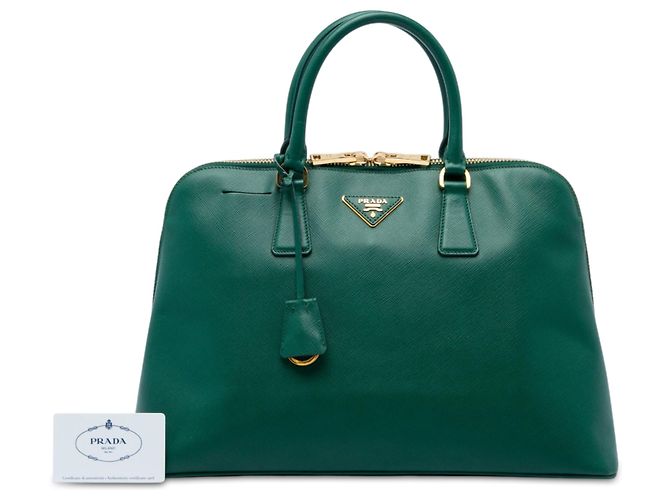 Borsa Prada Green Large Saffiano Lux Promenade Satchel Verde - vista 7