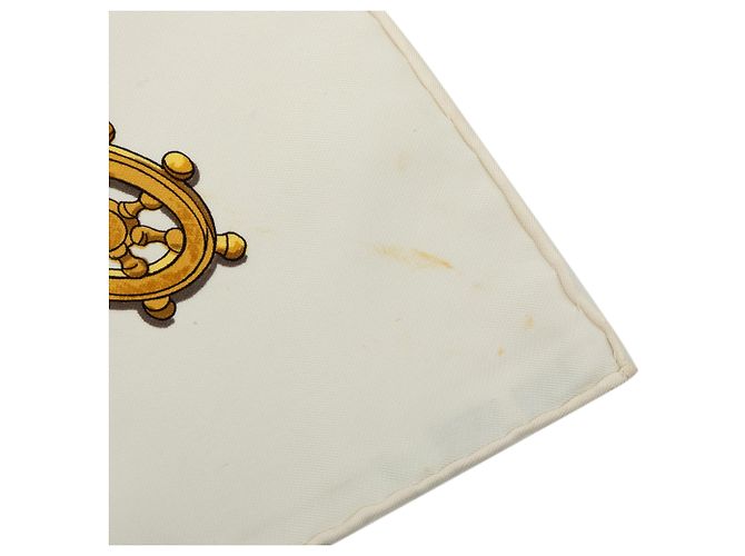 Foulard di seta Hermès White Marine et Cavalerie 90 Bianco - vista 8