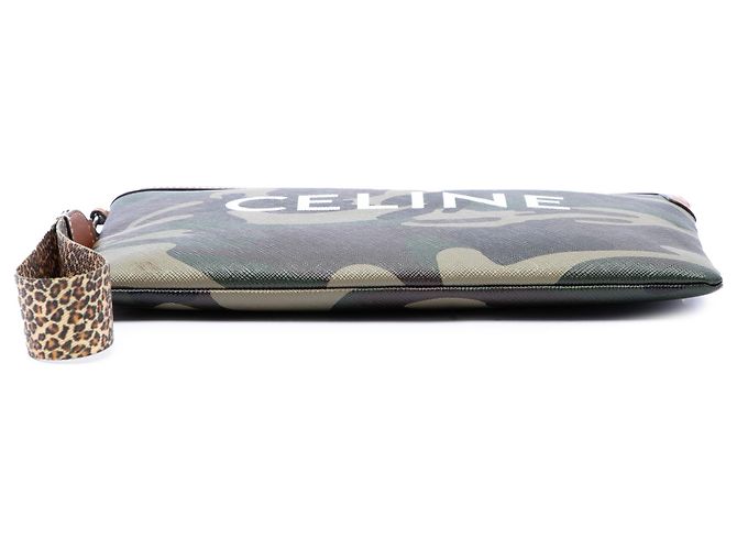 Céline Celine Pochette avec bandoulière Small en toile enduite camouflage verte Vert olive - vue 3