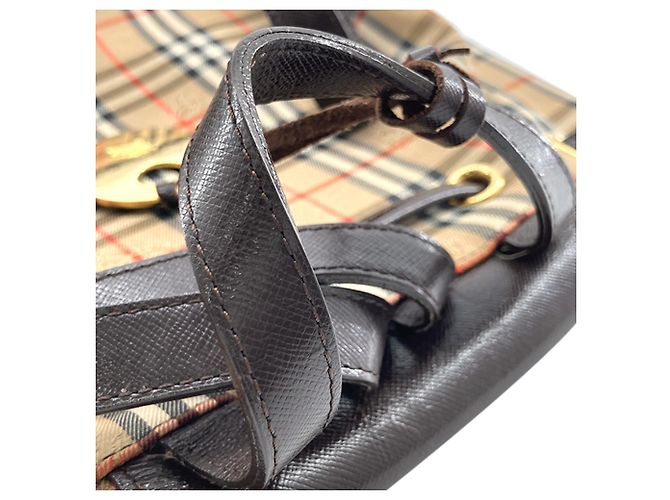 Zaino Burberry Beige Haymarket Check Canvas - vista 13