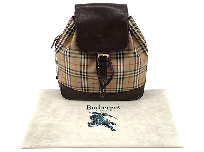 Zaino Burberry Beige Haymarket Check Canvas - vista 19