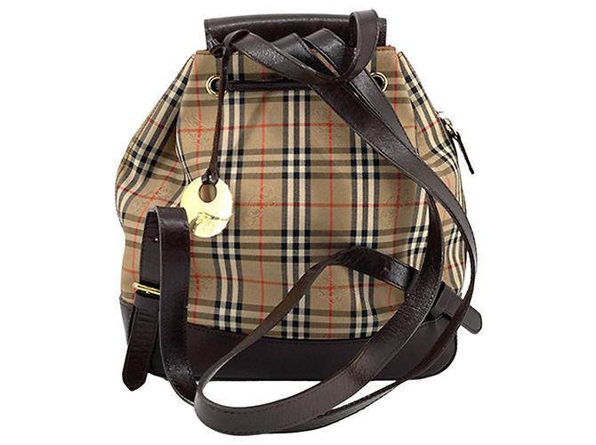 Zaino Burberry Beige Haymarket Check Canvas - vista 2