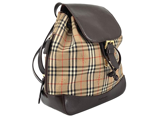 Zaino Burberry Beige Haymarket Check Canvas - vista 3