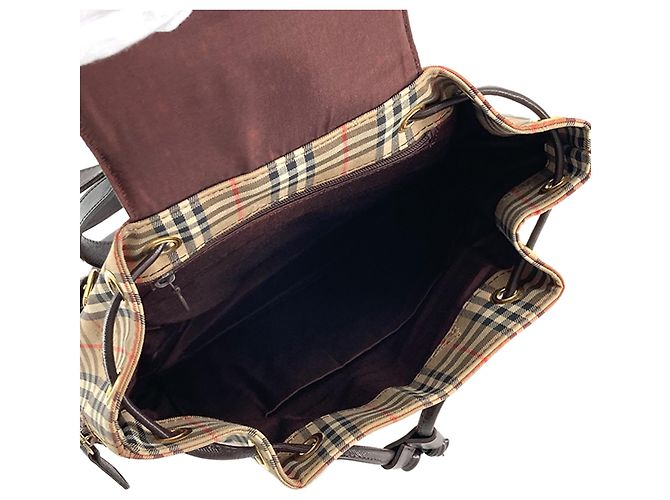 Zaino Burberry Beige Haymarket Check Canvas - vista 5