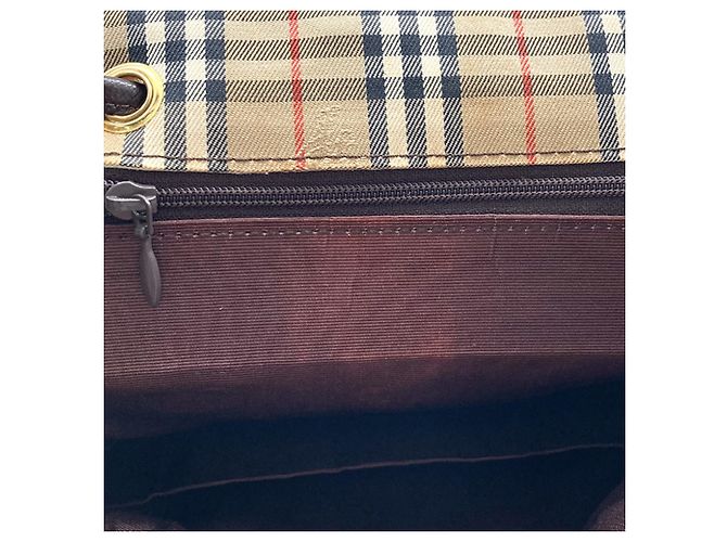 Zaino Burberry Beige Haymarket Check Canvas - vista 8