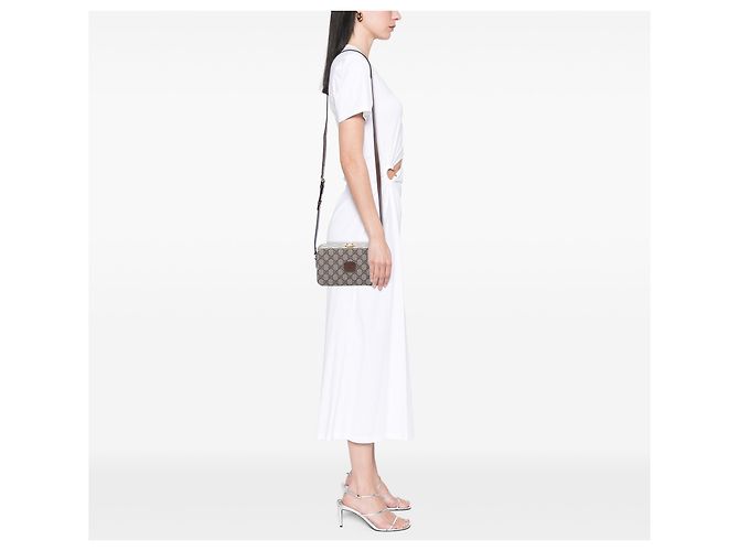 Gucci Beige GG Supreme Interlocking G Crossbody - vista 6