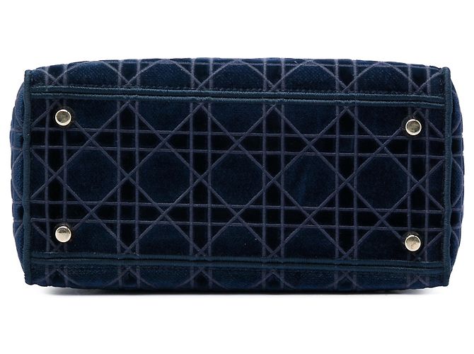 Dior Blue Medium Velvet Cannage Lady D Lite Azul Azul marinho - vista 3