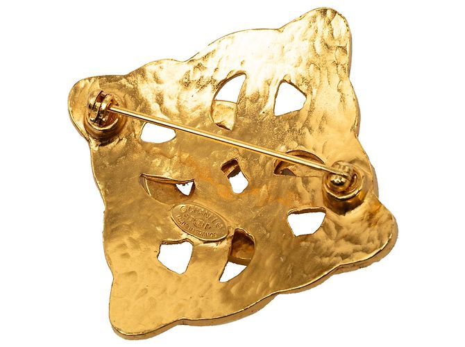 Spilla intrecciata Chanel Gold CC placcata oro D'oro - vista 2