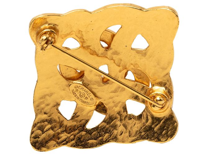 Spilla intrecciata Chanel Gold CC placcata oro D'oro - vista 3