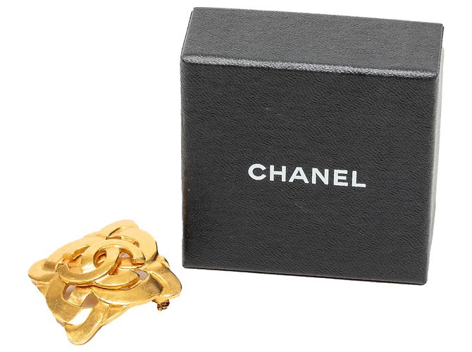 Spilla intrecciata Chanel Gold CC placcata oro D'oro - vista 4