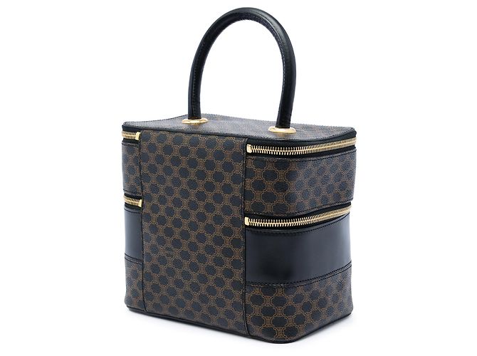 Céline Bolso de tocador Celine Brown Macadam Coated Canvas Double Zip Castaño Marrón oscuro - vista 2
