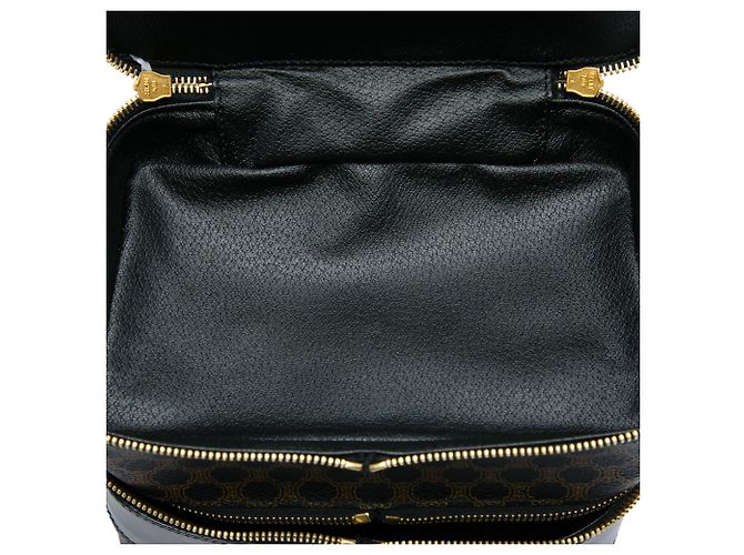 Céline Bolso de tocador Celine Brown Macadam Coated Canvas Double Zip Castaño Marrón oscuro - vista 5
