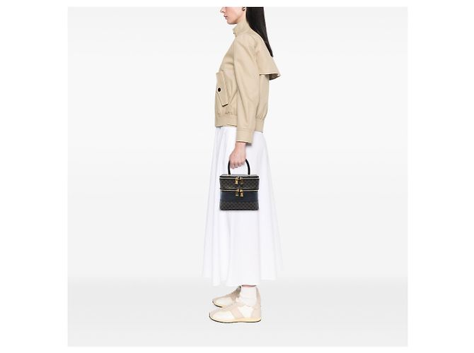 Céline Bolso de tocador Celine Brown Macadam Coated Canvas Double Zip Castaño Marrón oscuro - vista 6