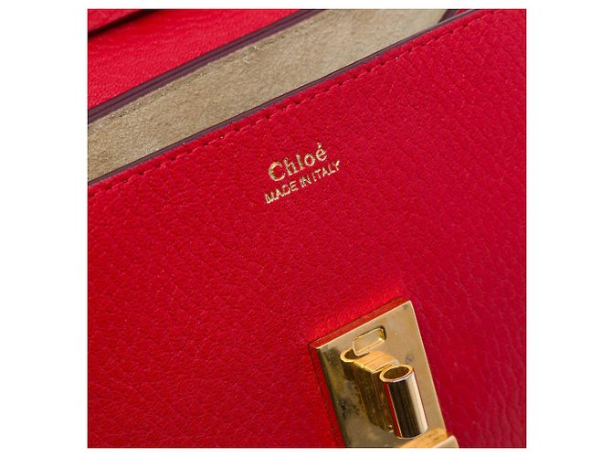 Chloé Mini Borsa a Tracolla Drew in Pelle Rossa Rosso - vista 5