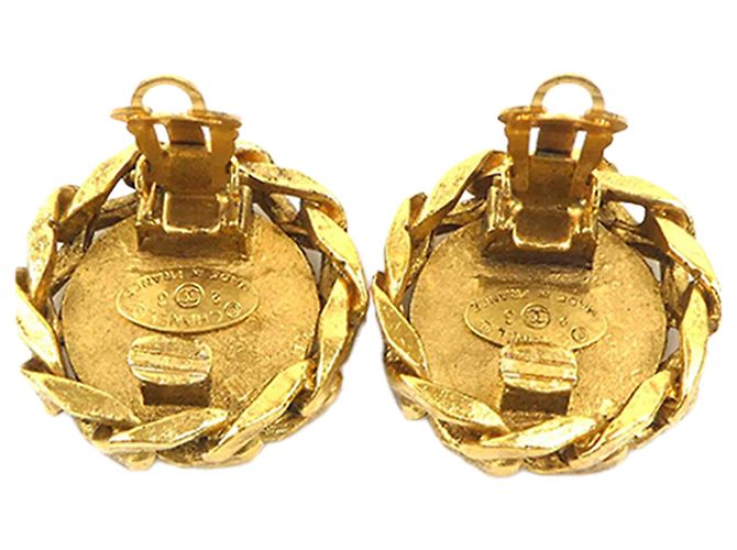 Chanel Gold CC vergoldete runde Clip-On-Ohrringe mit Strass Golden - Ansicht 4