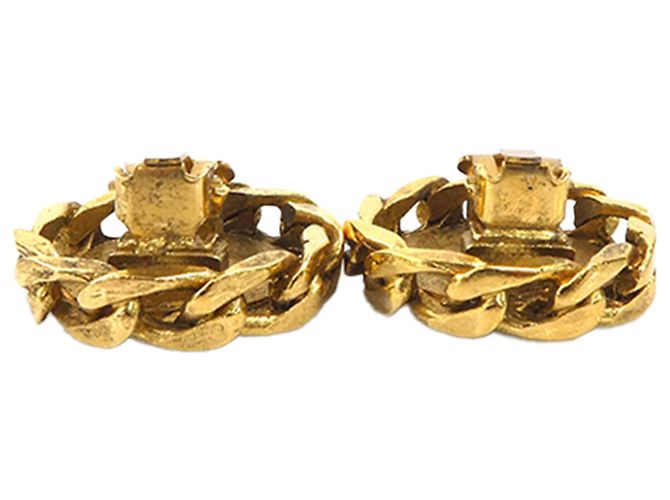 Chanel Gold CC vergoldete runde Clip-On-Ohrringe mit Strass Golden - Ansicht 7