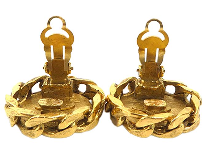 Chanel Gold CC vergoldete runde Clip-On-Ohrringe mit Strass Golden - Ansicht 8