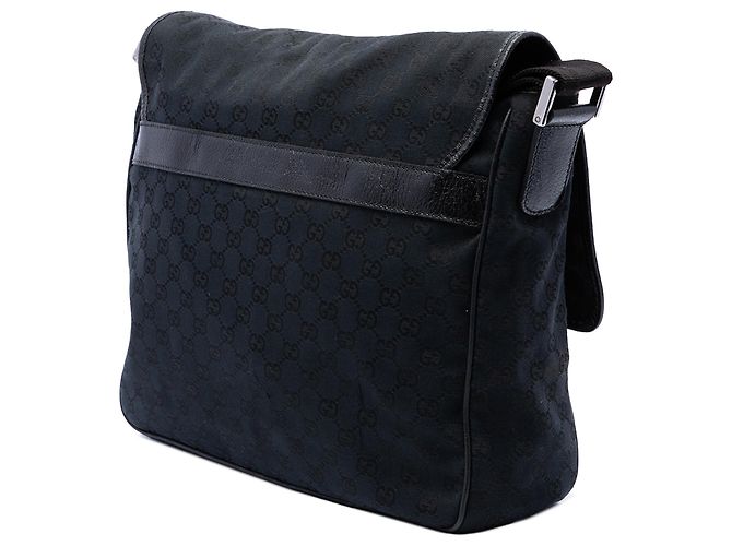 Sac messager à rabat Gucci en toile GG noire - vue 2