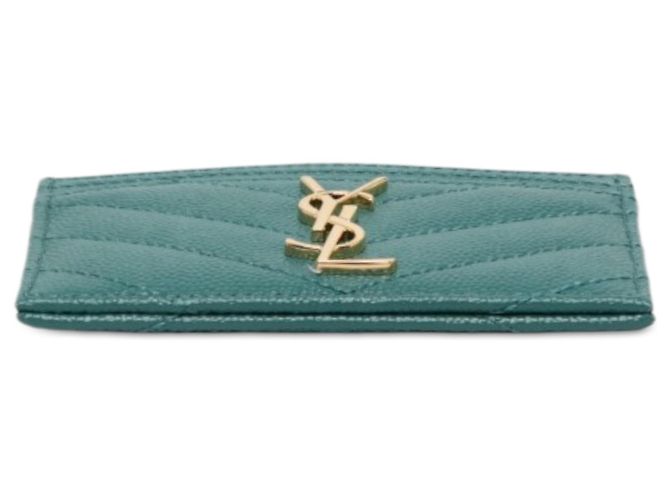 Autre Marque Porta-cartões Saint Laurent Green Grain De Poudre Monogram Cassandre Verde - vista 3