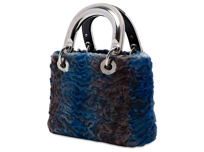 Dior Mini Lady Dior en piel de Astrakhan azul - vista 2