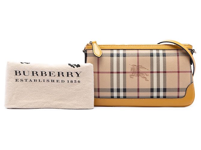 Burberry Beige Haymarket Check Coated Canvas Peyton Crossbody - vista 7