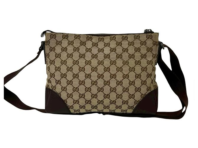 Borsa a tracolla Gucci in tela GG beige - vista 2