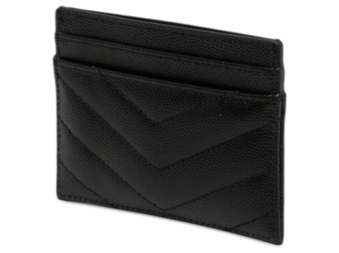 Autre Marque Tarjetero Saint Laurent Black Chevron Grain de Poudre Cassandre Negro - vista 2