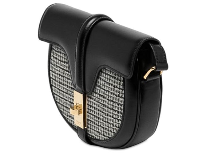 Céline Celine Black Small Calfskin and Tweed Besace 16 Crossbody - view 2