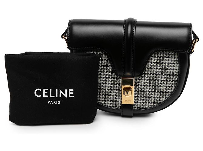 Céline Celine Black Small Calfskin and Tweed Besace 16 Crossbody - view 7
