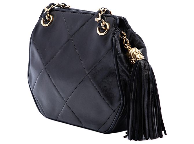 Chanel Black CC Quilted Lambskin Tassel Crossbody Nero - vista 2