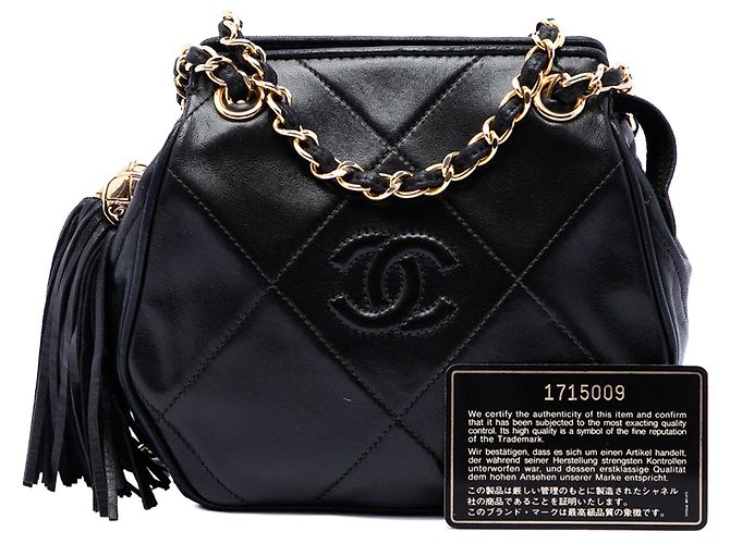 Chanel Black CC Quilted Lambskin Tassel Crossbody Nero - vista 7