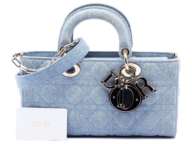 Dior Blue Medium Denim Cannage Lady D Joy Azul - vista 8