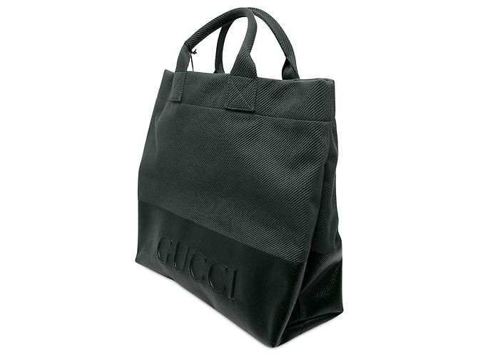 Borsa tote Gucci in tela verde con logo embossed Verde scuro - vista 2