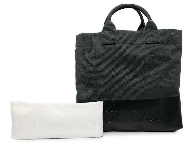 Borsa tote Gucci in tela verde con logo embossed Verde scuro - vista 7