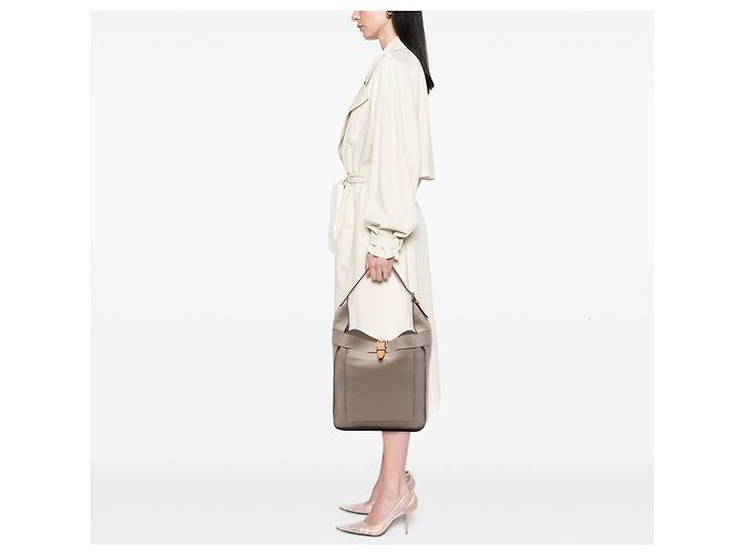 Hermès Brown Clemence Marwari GM Marrone Taupe - vista 6